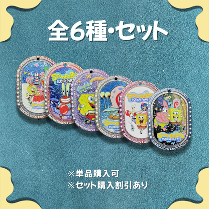 海綿宝宝 UVレーザーアクリルチャーム（吊り穴付き）DIY手作りアクセサリー