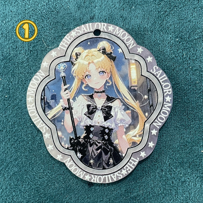 美少女戦士キャラクター 両面彫刻アクリルチャーム（吊り穴付き）UVプリントカード型DIY手作りアクセサリー