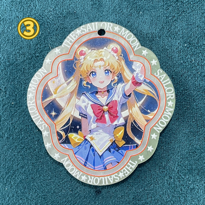 美少女戦士キャラクター 両面彫刻アクリルチャーム（吊り穴付き）UVプリントカード型DIY手作りアクセサリー
